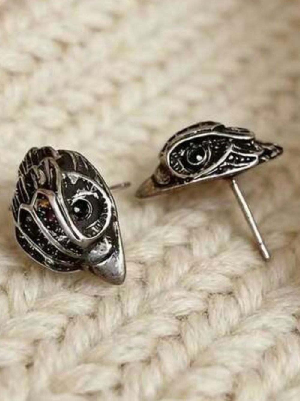 Silver Eagle Face Stud Earrings